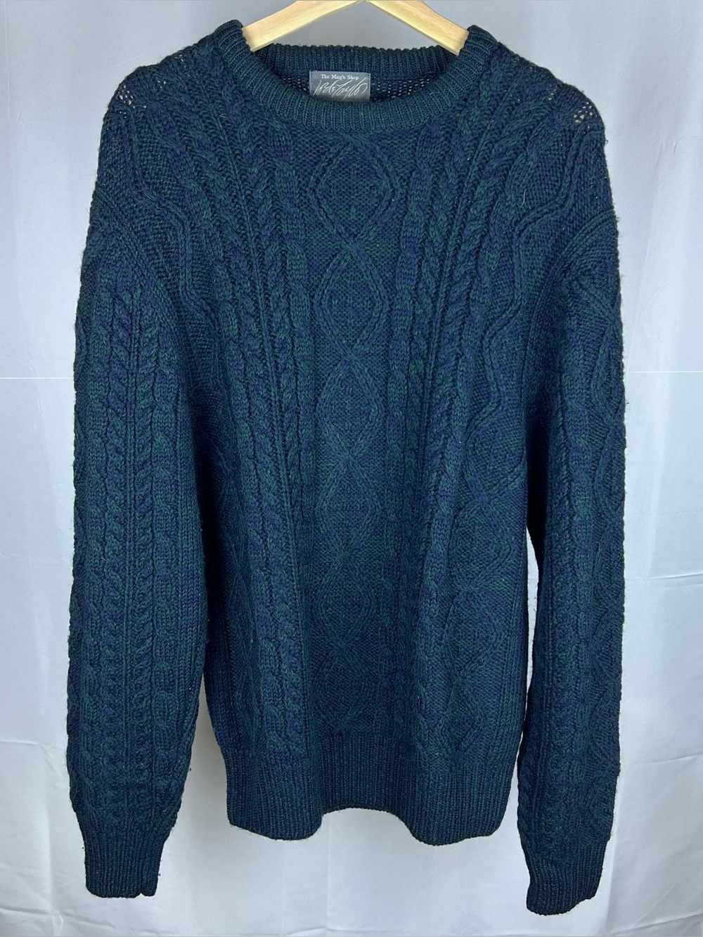 Lord and Taylor The Mans Shop 100% Wool Cable Knit Fisherman Sweater Large